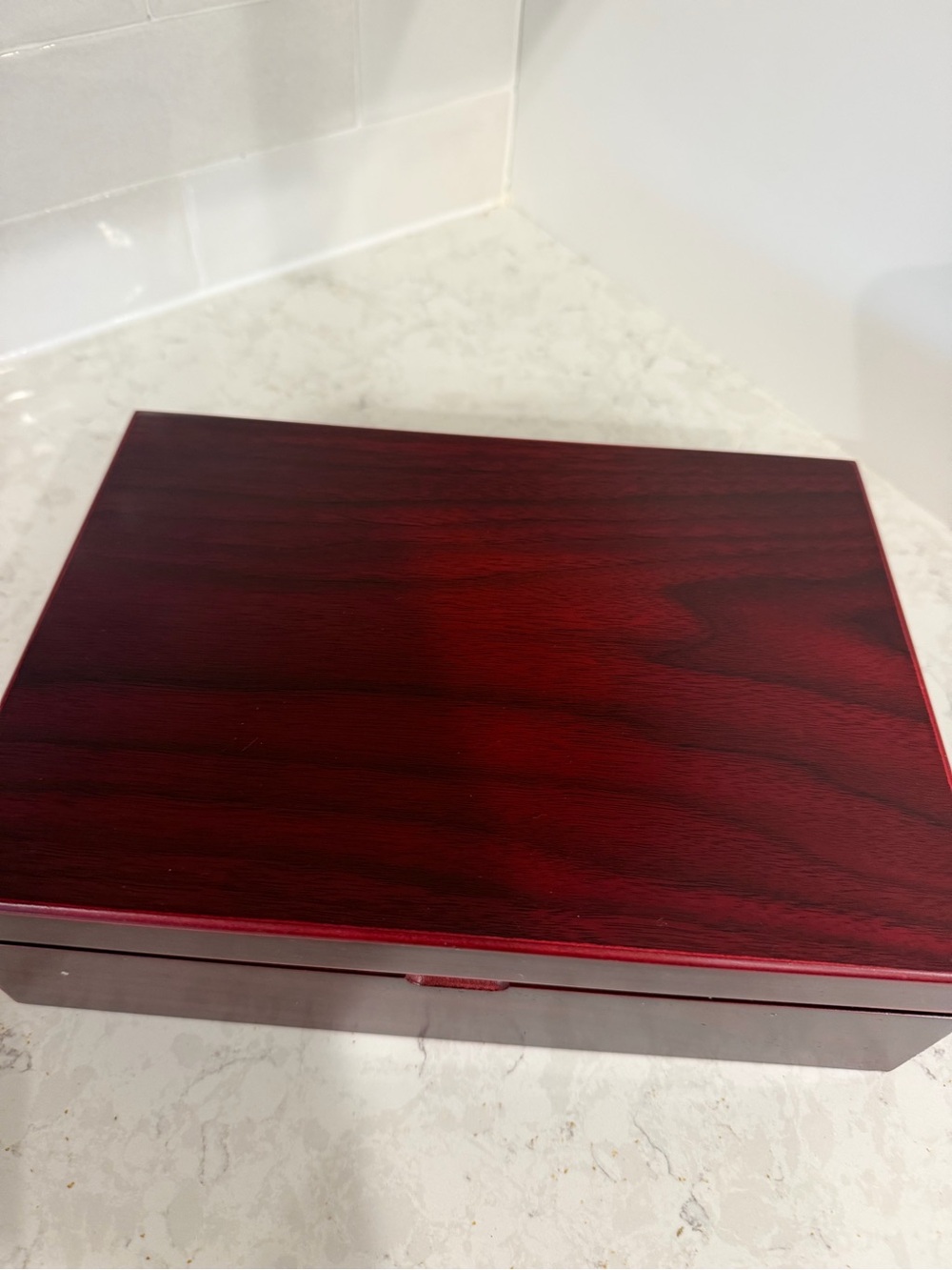Red Wood Tea Storage Box - Picture 2 of 6